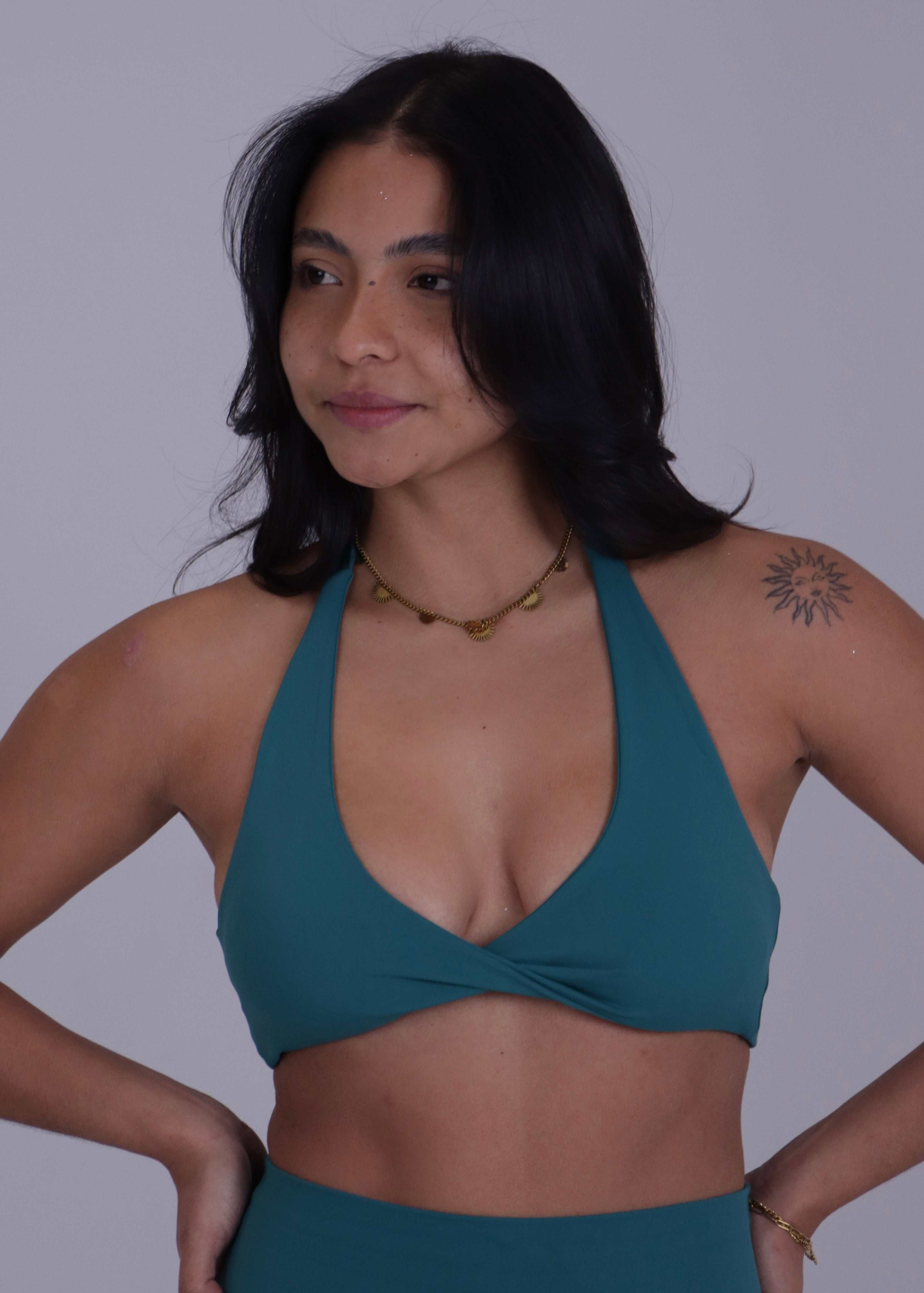 Suerte Twist Halter Bra Emerald Green